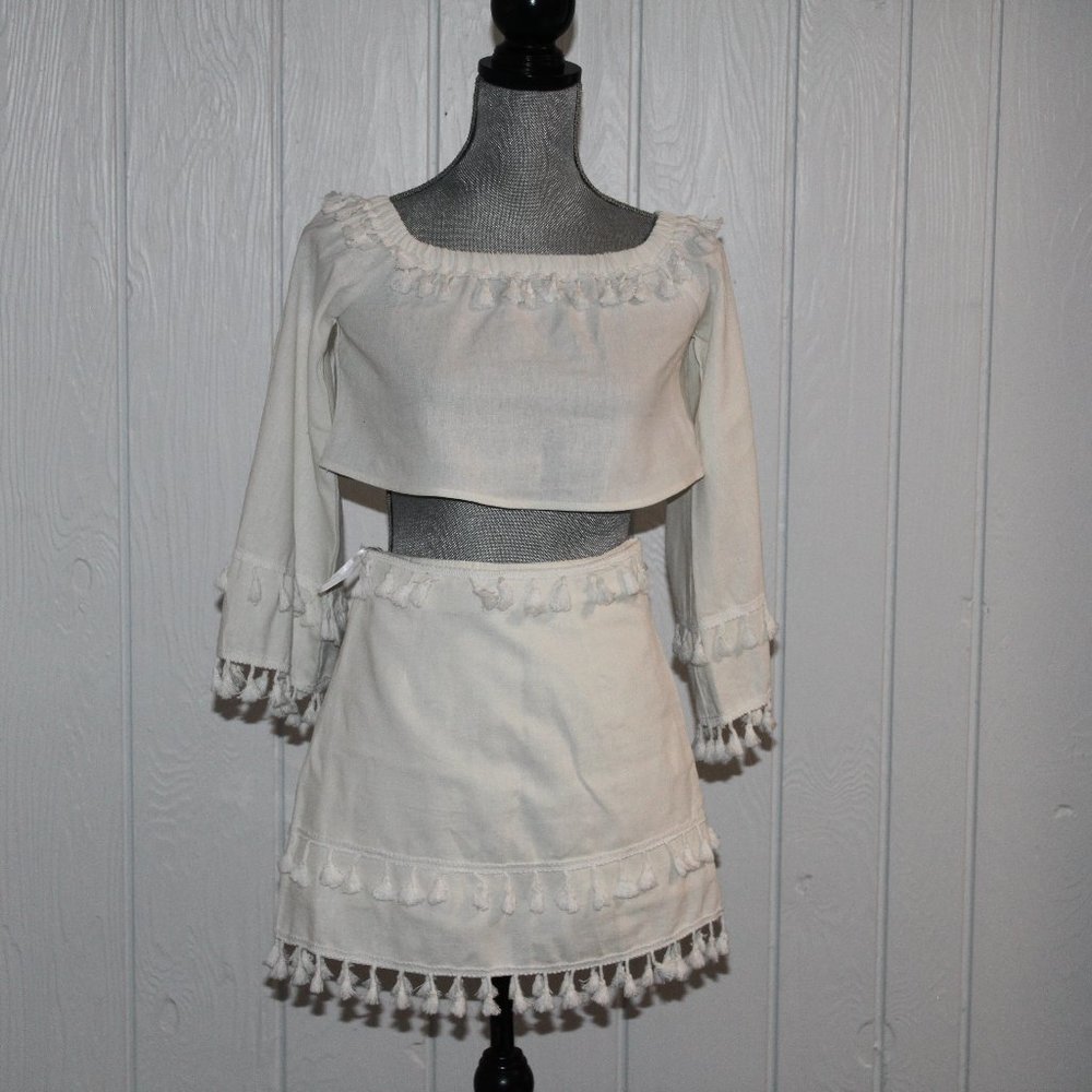 Shein Cream Skirt Crop Top